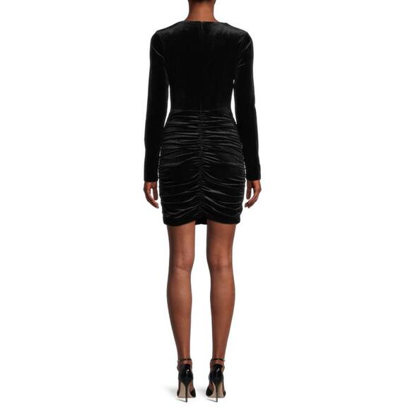 NWT Bardot Jax Ruched Velvet Mini Dress Black Size Medium/6 - Picture 3 of 7